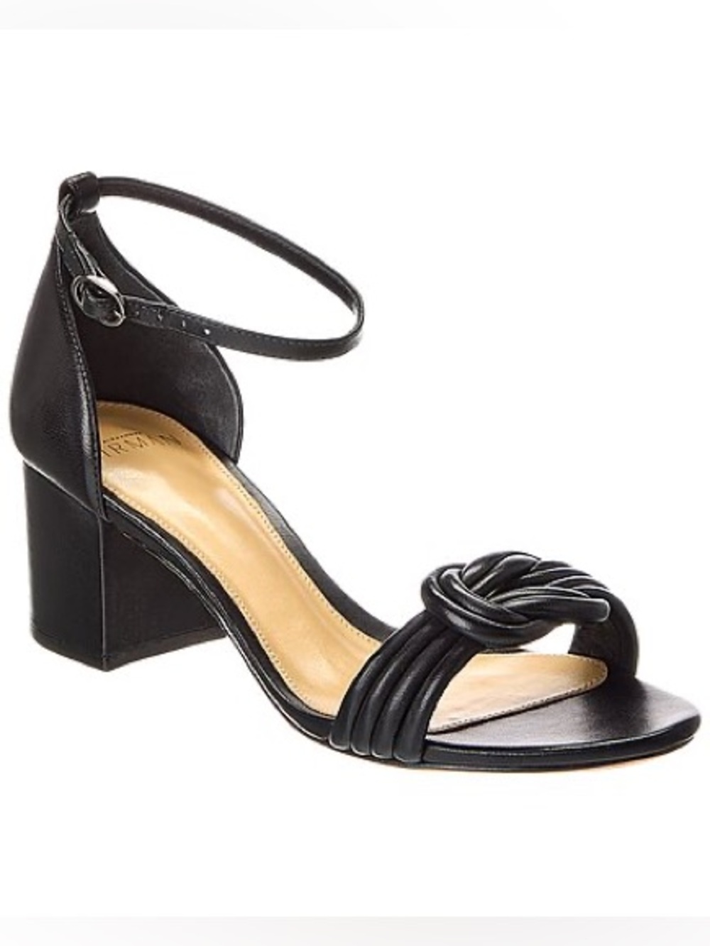 NWT! Alexandre Birman Black Knotted Leather Block Heel Sandals sz 39
